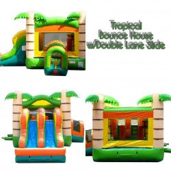 Tropical Bounce House and Double Slide Combo