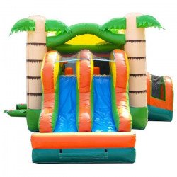 inflatable bounce house with slide kids dual lane tropical image3 1684520956 Tropical Bounce House and Double Slide Combo